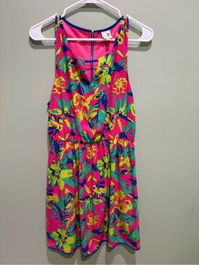 Pink Owl Floral Tank Dress in Hot Pink, Lime & Teal